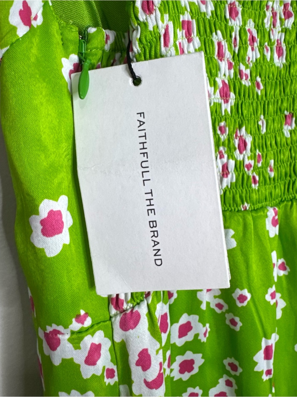 NWT Faithfull The Brand Emili Sun Green Floral Print Satin Midi Slip Dress 4 US - Picture 6 of 11
